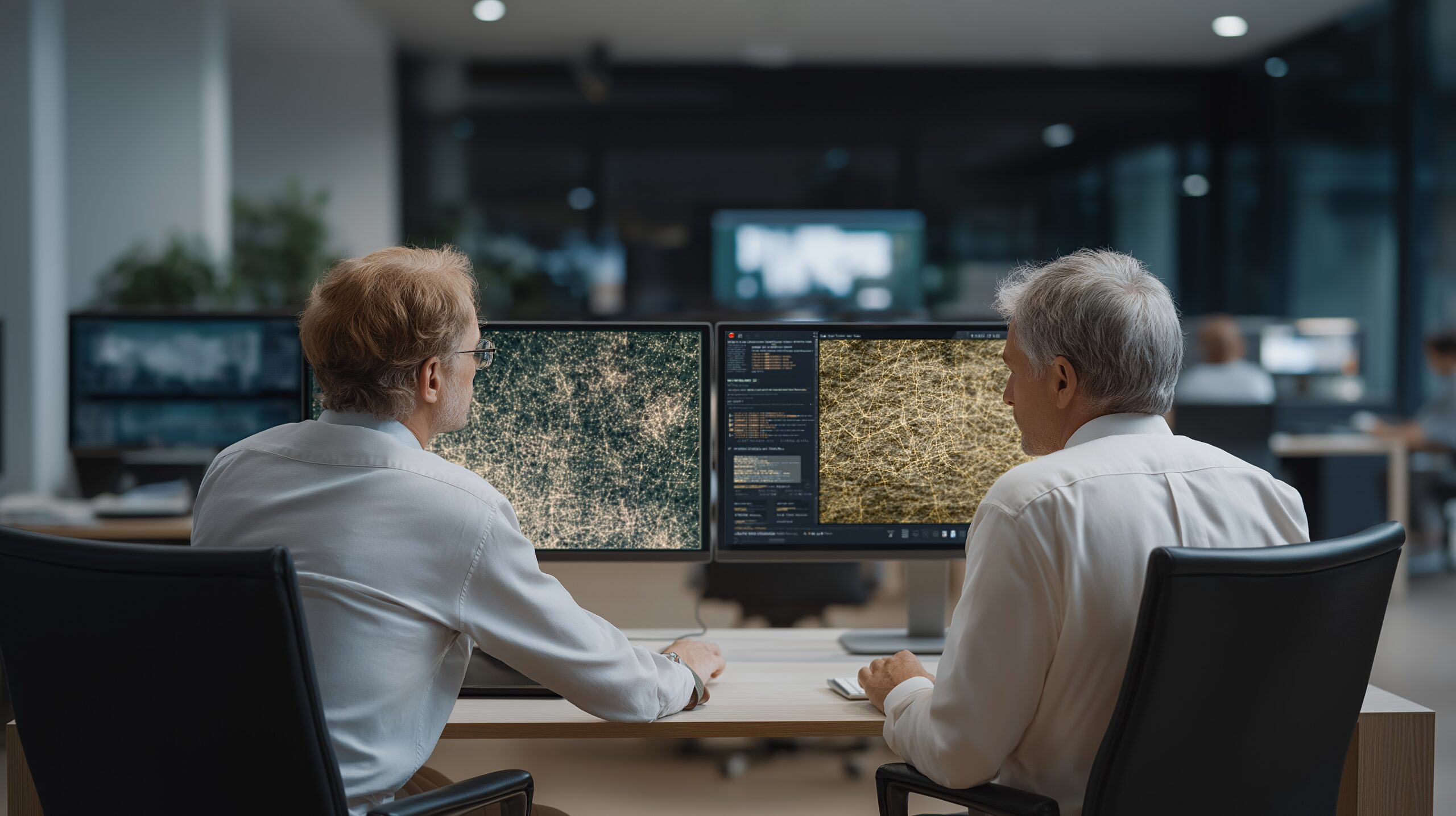 AI fairness auditors examining demographic data patterns revealing algorithmic discrimination in hiring systems, correction protocols and ethical frameworks displayed across workstation monitors,